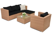 Medaus spalvos Garden Point sintetinio ratano lauko baldų komplektas Roma Corner 5