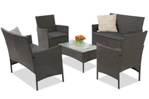 Sintetinio ratano lauko baldai Calabria Coffee 6 Premium Garden Point antracito spalvos