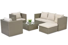 Sodo baldai iš technoratano Roma Corner 6 Garden Point šviesiai pilkos spalvos