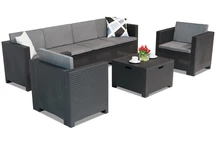 "Technorattan" komplektas su prailginta sofa "Colorado Coffee Box Max 6" antracito spalvos "Bica