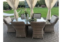 Išskirtinis kapučino spalvos sintetinio ratano pietų komplektas London Garden Point