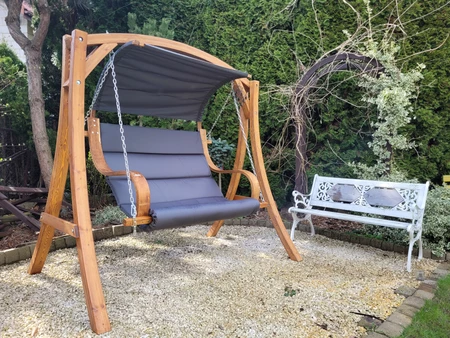 "Bali Garden Point" medinės sodo sūpynės pilkos spalvos