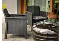 "Venezia Coffee 5" antracito spalvos "Bica" technorattan baldų komplektas su 3 vietų sofa