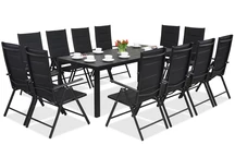 Aliuminiai polywood lauko baldai su dideliu stalu Verona 12 asmenis Garden Point juodos spalvos