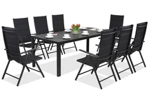 Aliuminiai polywood lauko baldai su dideliu stalu Verona 8 asmenis Garden Point juodos spalvos