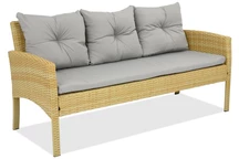 Garden Point gelsvai smėlio spalvos trivietė sintetinio ratano sofa Bari
