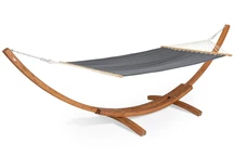 Garden Point pilkas Kiwi hamakas su mediniu stovu 