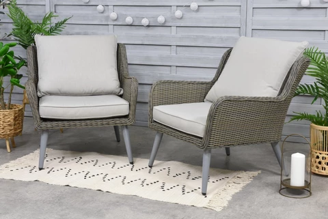 Garden Point pilkos spalvos sintetinio ratano fotelis Bilbao – 2 vnt. komplektas