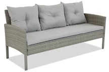 Garden Point šviesiai pilkos spalvos trivietė sintetinio ratano sofa Bari