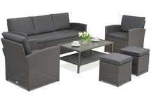 Lauko baldai Monaco 5 + 2 pufai Garden Point antracito spalvos