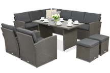 Lauko baldai Monaco Comida 7 Garden Point + 2 pufai antracito spalvos