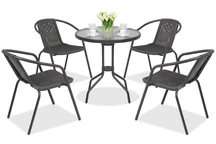 Metaliniai lauko baldai Modena/Bergamo 4 asmenims su mažu stalu Garden Point antracito spalvos