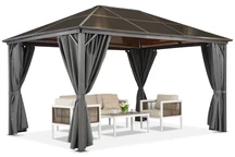 Paviljonas Milos 3x4m su užuolaidomis Garden Point pilkas