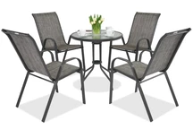 Plieniniai lauko baldai Modena 4 asmenims su dideliu stalu Garden Point pilkos spalvos