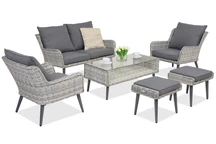 Sodo baldai Bilbao Coffee 4 + 2 pufai Garden Point balti