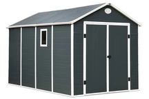 Antracito spalvos „CoverTech“ plastikinis įrankių namelis „Bergenas 2,4 x 3,6 m