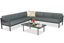 &quot;Garden Point Porto Corner 6&quot; antracito spalvos didelis kampinis baldų komplektas