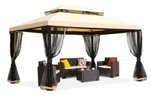 Kreminės spalvos Garden Point lauko paviljonas su tinkleliu nuo uodų Valencia 4x4 m