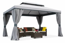 Smėlio spalvos Garden Point lauko paviljonas su užuolaidomis Valencia 4x4 m