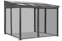 Aliumininis terasos stogelis 3 x 3 m Tarragona su tinkleliu nuo uodų Garden Point antracito spalvos