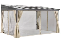 Aliumininis terasos stogelis 3 x 4 m &quot;Tarragona Premium Garden Point&quot;, smėlio spalvos