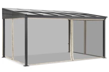 Aliumininis terasos stogelis 3 x 4 m Tarragona su tinkleliu nuo uodų Garden Point smėlio spalvos