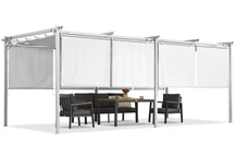 Baltos spalvos &quot;La Palma&quot; 3x6 m terasos pavėsinė su &quot;Garden Point&quot; roletais