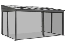 Aliumininis terasos stogelis 4 x 6 m Tarragona su tinkleliu nuo uodų Garden Point antracitas