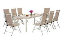 Aliuminio sodo baldai su dideliu &quot;Polywood Verona&quot; stalu 8 žmonėms Garden Point beige