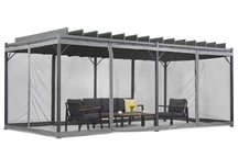 Antracito spalvos &quot;Malaga&quot; 3x6 m pavėsinė su tinkleliu nuo uodų Garden Point