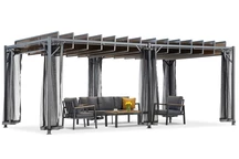 Antracito spalvos Paros 3x6 m pavėsinė su tinkleliu nuo uodų Garden Point