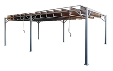 Antracito spalvos &quot;Paros&quot; 3x6 m terasos pavėsinė su &quot;Garden Point&quot; užuolaidomis