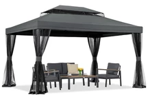 Antracito spalvos sodo paviljonas su tinkleliu nuo uodų Valencia 3x4 m Garden Point