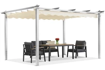 Barbadoso terasos pavėsinė 3x4 m Garden Point balta ir smėlio spalvos