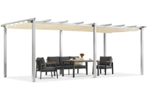 Barbadoso terasos pavėsinė 3x6 m Garden Point balta ir smėlio spalvos