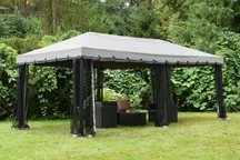 Garden Point pilkos spalvos lauko paviljonas su tinkleliu nuo uodų Valencia 3x6 m