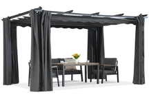 Pergola tarasowa Barbados 3x3 m z zasłonami Garden Point antracyt-beż (1)