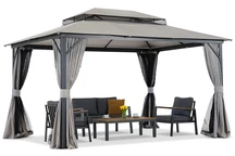 Sodo paviljonas su tinkleliu nuo uodų ir užuolaidomis Murcia 3x4 antracitas Garden Point