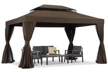 Sodo paviljonas su tinkleliu nuo uodų ir užuolaidomis Valencia 3x4 rudos spalvos Garden Point