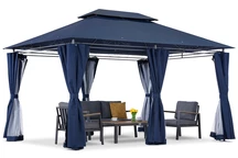 Tamsiai mėlynas Ibiza 3x4 m sodo paviljonas su tinkleliu nuo uodų Garden Point