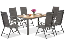 &quot;Verona Wood&quot; aliuminio sodo komplektas 6 asmenims &quot;Garden Point&quot; pilka