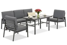 &quot;Vigo Apetito 5&quot; antracito spalvos sodo baldų komplektas Garden Point