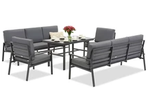 &quot;Vigo Apetito 8&quot; antracito spalvos sodo baldų komplektas Garden Point